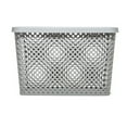 Mainstays Extra Large Decorative Plastic Storage Basket w/Lid, Gray