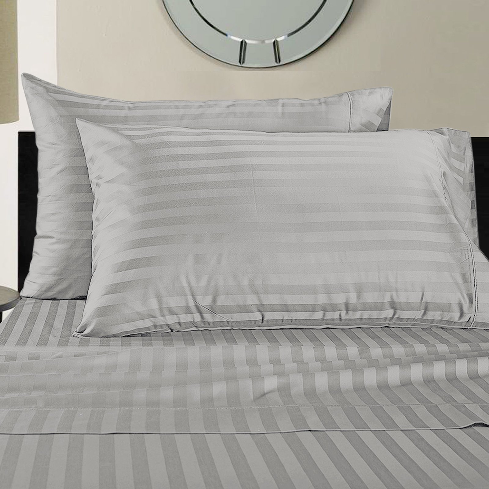 Royal Tradition 1000TC Damask Sateen Stripe 100% Cotton Sheets - Deep Pocket, Luxury Bedding