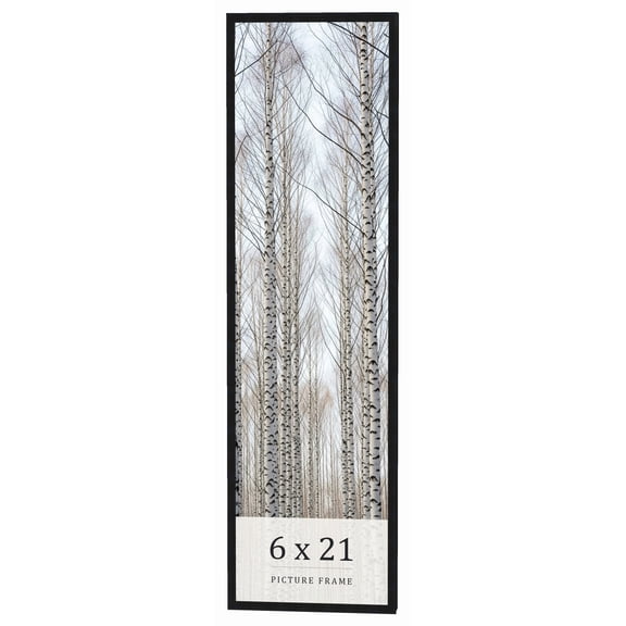 6x21 Frame Black Real Wood Picture Frame Width 0.75 inches | Interior Frame Depth 0.5 inches | Noir