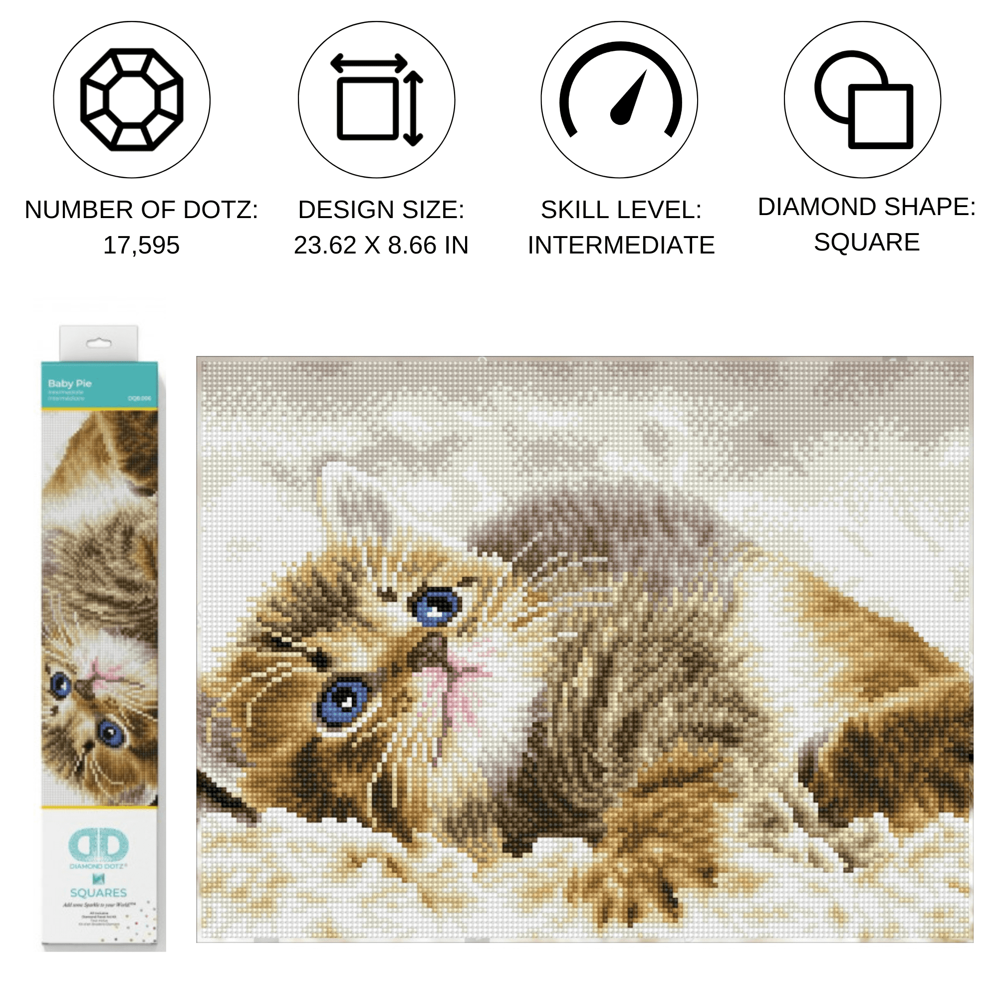 Diamond Dotz Baby Pie Cat Diamond Painting Kits for Adults - Diamond Art Kits a Relaxing Creative Craft Kit with Dotz Gems 12.2"x16.1"
