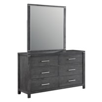 New Classic Furniture Odessa Solid Wood Dresser with Mirror Set in Charcoal
