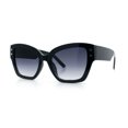 thumbnail image 5 of Womens Star Stud Thick Temple Plastic Horned Cat Eye Fashion Sunglasses Black - Smoke, 5 of 7