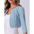 thumbnail image 5 of DARING DIVA Women's 3/4 Sleeve Shrug Top Collarless Pleated Open Front Cropped Cardigan L Light Blue, 5 of 6