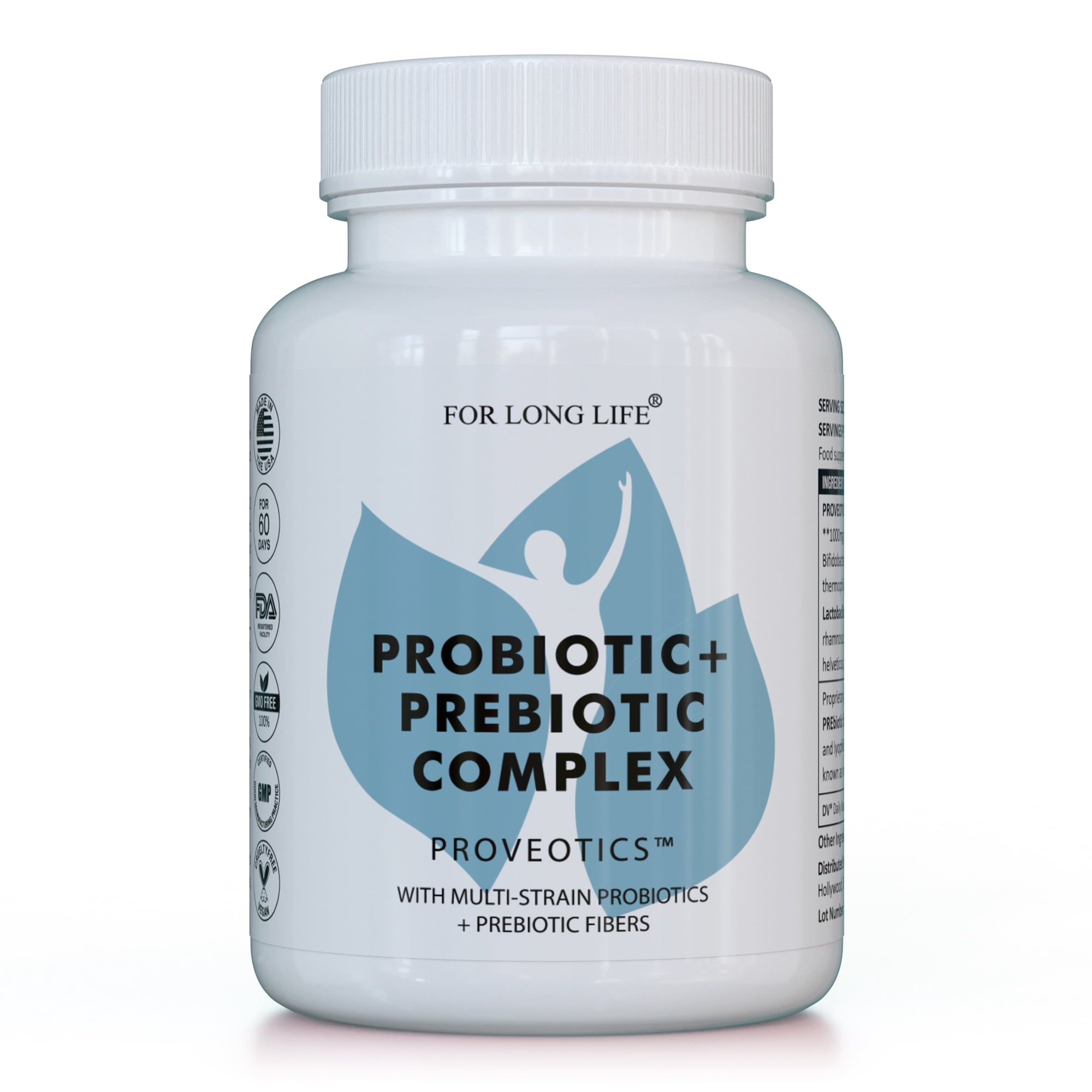 FOR LONG LIFE PROVEOTICS VEGAN PROBIOTIC SUPPLEMENT | Digestive Enzymes | Multi Enzymes with Prebiotics for Digestive Health for Women and Men