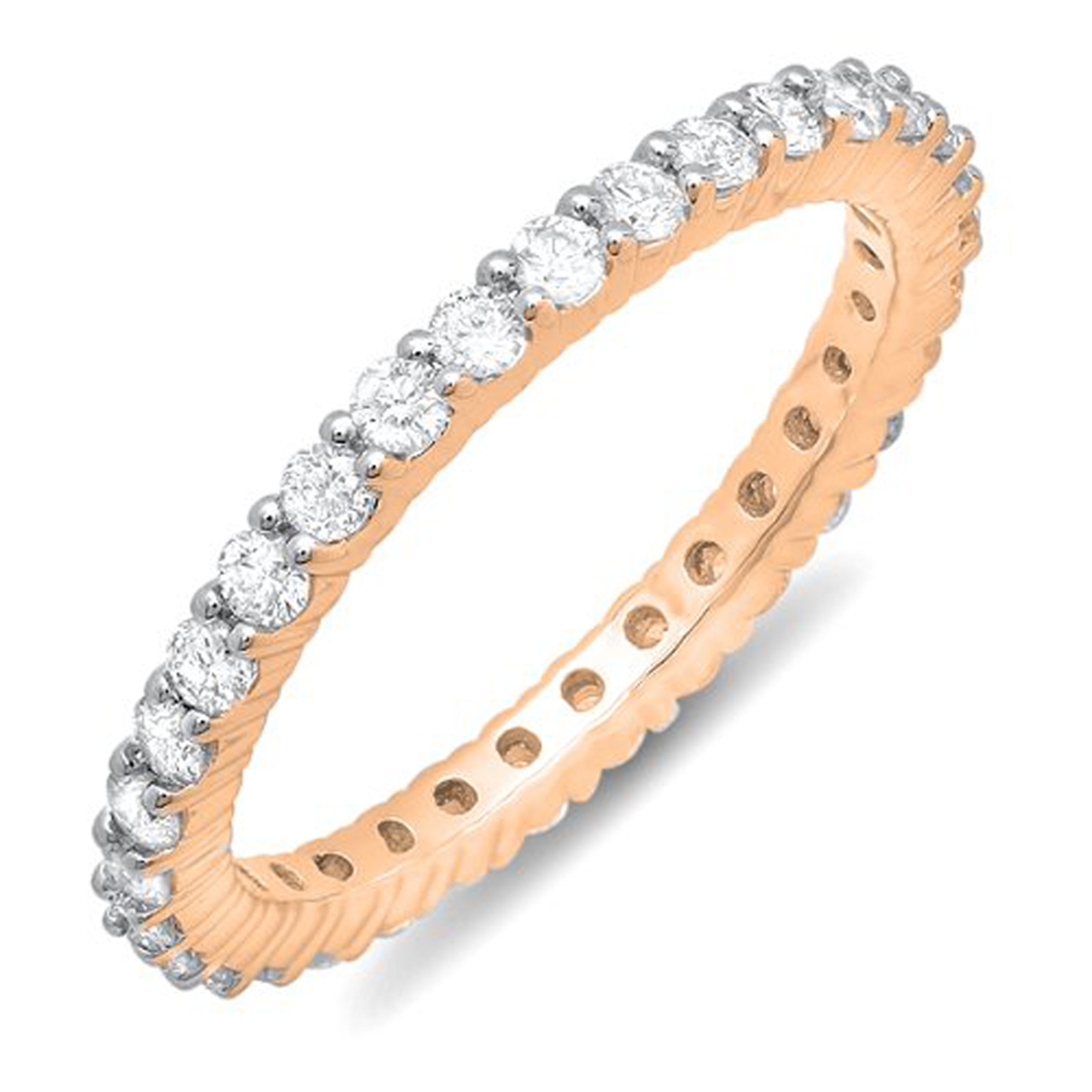 1.00 Ct 14K White Gold Round Stackable Eternity Band Endless Anniversary Ring 