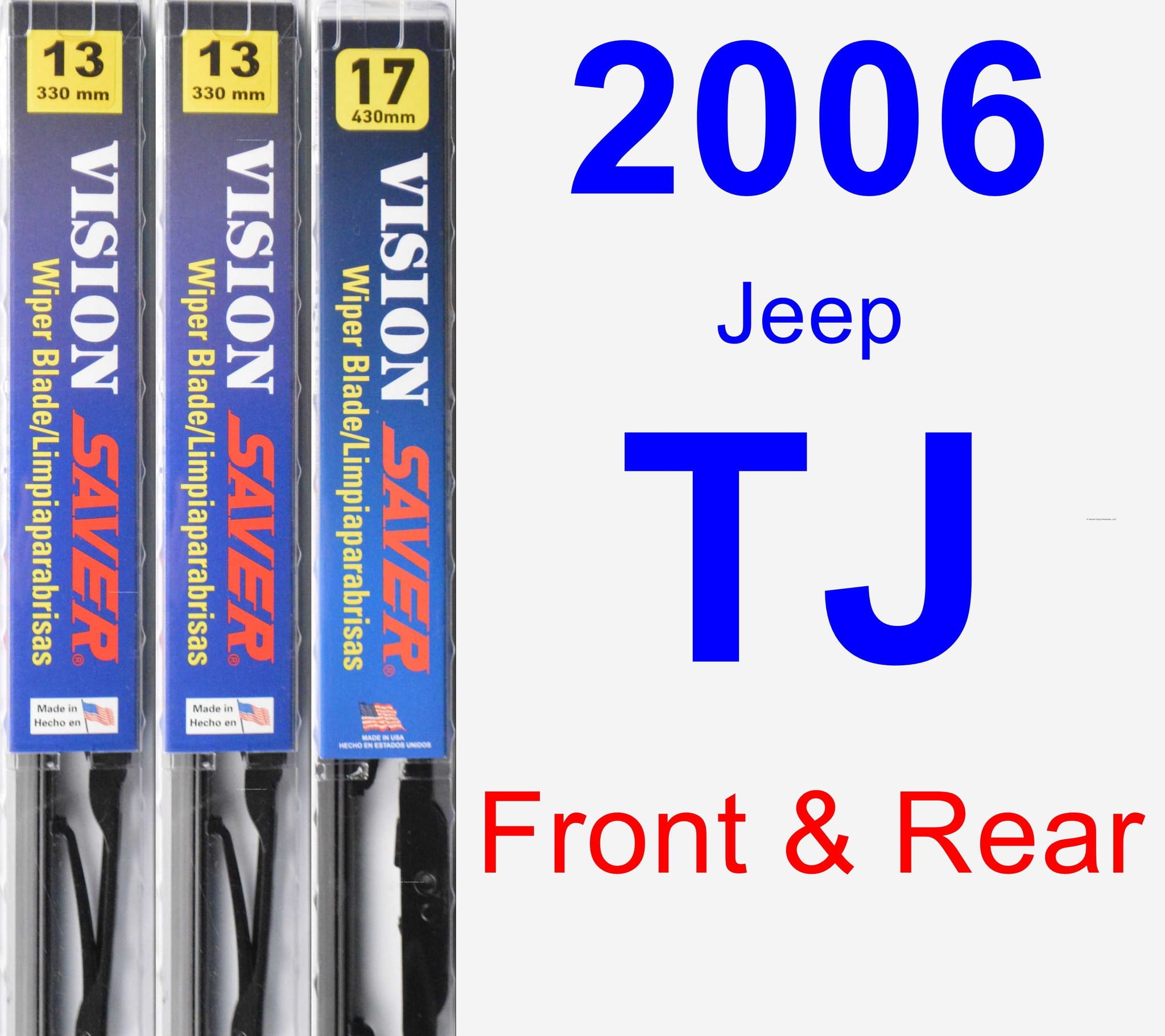 2006 Jeep TJ Wiper Blade Set/Kit (Front & Rear) (3 Blades) Vision