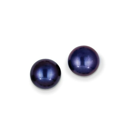 11mm Pearl Earrings - 14k Yellow Gold 11mm Black Button Freshwater Cultured Pearl Stud Post Earrings Ball Gifts For Women For Her