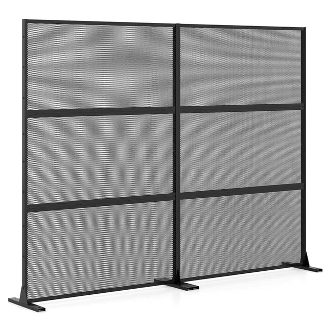 Costway 2 PCS 72"H x 48"W Metal Privacy Screen with Expansion Bolts & Connection Screws