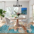 thumbnail image 5 of RUG ROBOT Abstract Living Room Rug 5'x7', Soft Washable Area Rugs for Bedroom Non Slip, multi color area rug，Ultra-Thin Low Pile Modern Indoor Carpet for Dining Room Kitchen Office, Yellow/Blue, 5 of 11