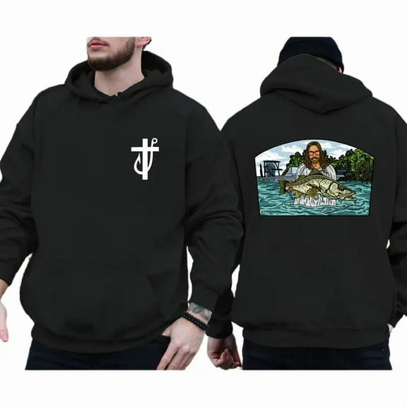 Unisex Christian Fishing Hoodie – "Fishing with Jesus" Graphic Hoodie, Faith & Outdoors Gift