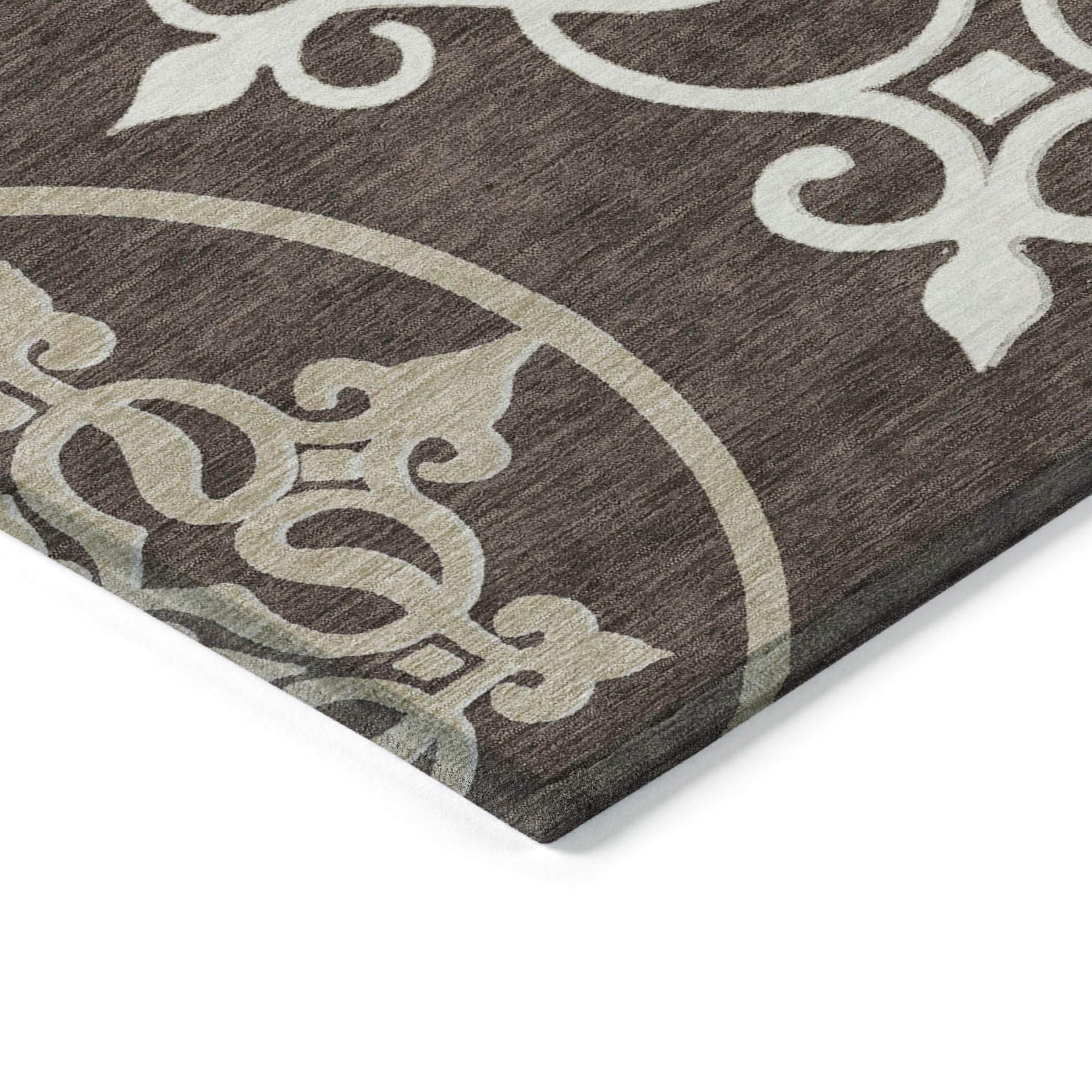 Addison Rugs Chantille Indoor/Outdoor Transitional Scrolls Chocolate Washable Rectangle Rug, 1'8" x 2'6"