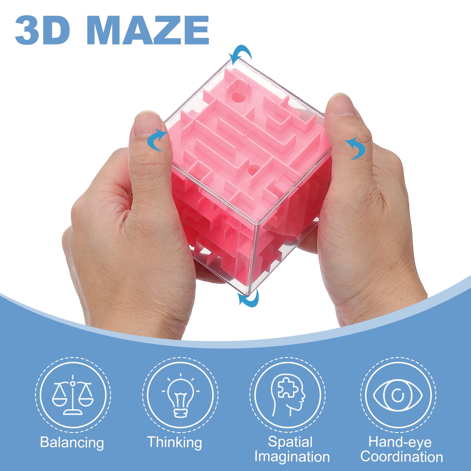 Uxcell Labyrinth Puzzle Box, 2 Pcs Puzzle Cube Funny Labyrinth Game Puzzle Box Mind Teasers Leisure Toys for Adults Birthday Gifts Party Favors, Pink