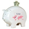 Personalized Piggy Bank - Pink World Map
