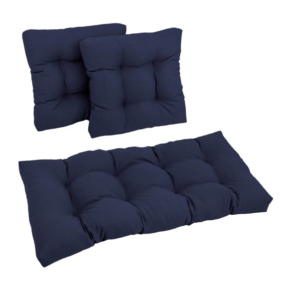 Square Spun Polyester Outdoor Tufted Settee Cushions (Set of 3)