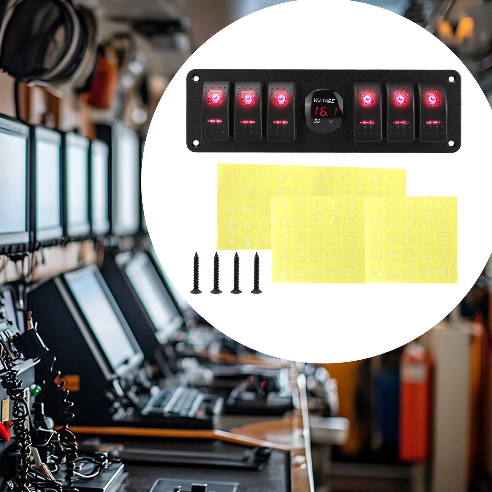 6 Gang Rocker Switch Panel Pre Wired ON Off Waterproof ABS Metal for Suvs Rvs Trailers Marine Vehicles