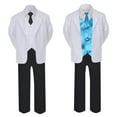 thumbnail image 2 of 5-7pc Formal Black White Suit Set Turquoise Bow Long Tie Vest Boy Baby Kids Sm-20 Teen, 2 of 3