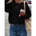 thumbnail image 6 of Women's Comfortable Solid Round Neck Loose Drop Shoulder Cardigan Sweater Top, Autumn Fashion Casual Outfit Fall, 6 of 11
