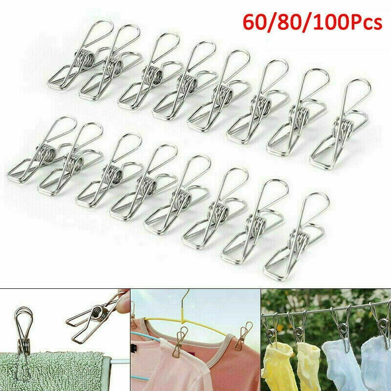 Details about   Stainless Steel Clothes Washing Line Pegs Metal Paper Photo Clips Hanger Pins 