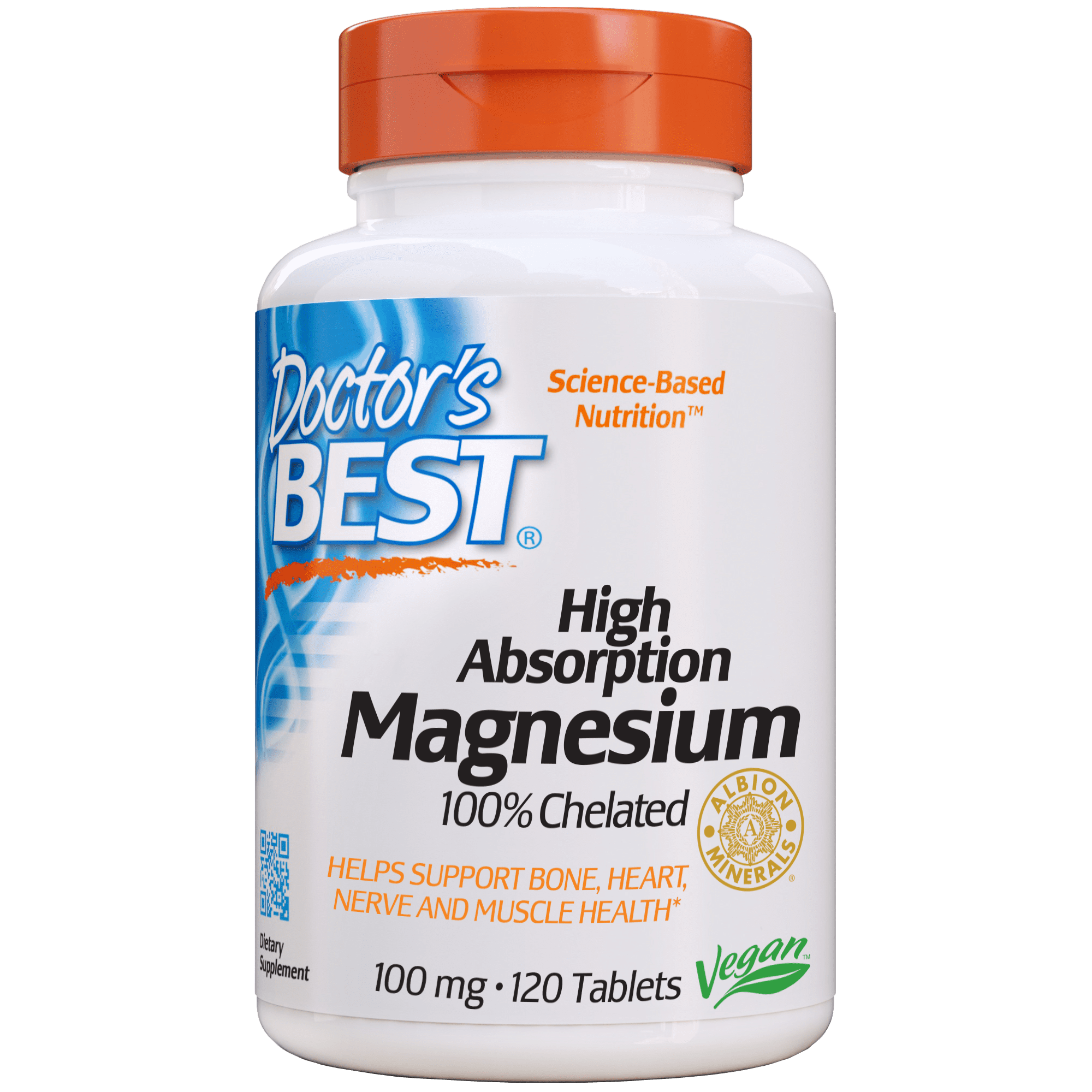 Doctor's Best High Absorption Magnesium 100 mg, 120 Tablets