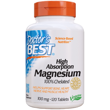 Doctor's Best High Absorption Magnesium 100 mg, 120 (Best Magnesium Chelate Supplement)