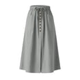 thumbnail image 5 of JGGSPWM Women's Linen Button Down Midi Skirt High Waist A-Line Casual Fashion Summer Vacation Skirt with Pockets Drawstring Cotton Skirts Gray M, 5 of 8
