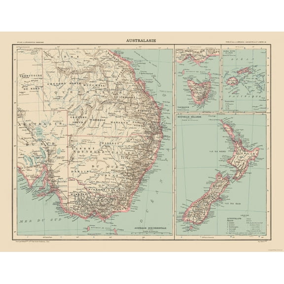 Historic Map - Australia Southeast - Schrader 1908 - 29.58 x 23 - Vintage Wall Art