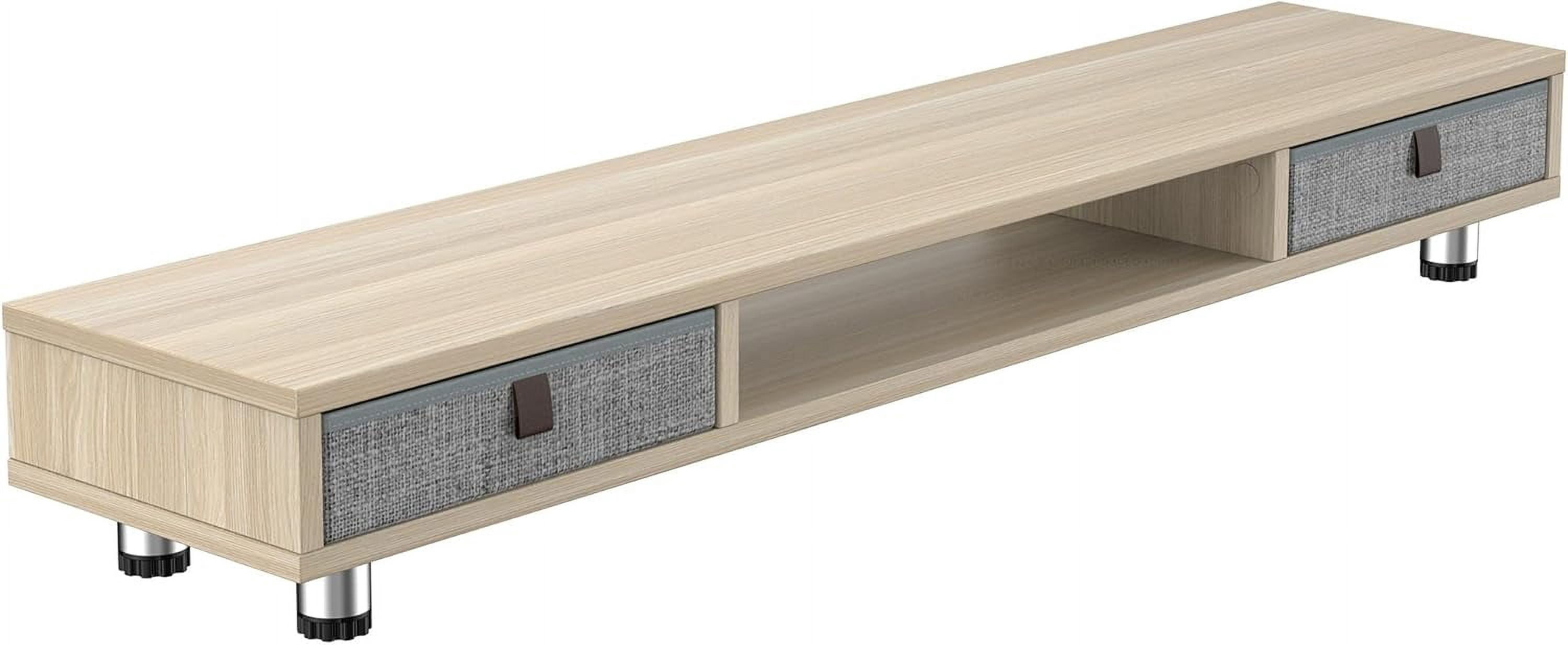 Monitor Stand, Dual Monitor Stand with 2 Drawers, Monitor Riser for 2 Monitors, Adjustable Height Computer Stand, Office Monitor Stands for Desk, Laptop, PC, TV, Printer