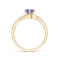 thumbnail image 2 of ANGARA Natural Prong-Set Tanzanite Bypass Ring with Diamond Accents in 14K Yellow Gold for Women (Size-6mm) | December Birthstone, Anniversary, Jewelry Gift for Women | Natural Tanzanite Ring, 2 of 9