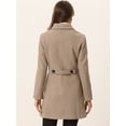 thumbnail image 4 of Abrigo de invierno para mujer Cuello de piel sintética Abrigo largo cálido Marrón Claro L, 4 of 6