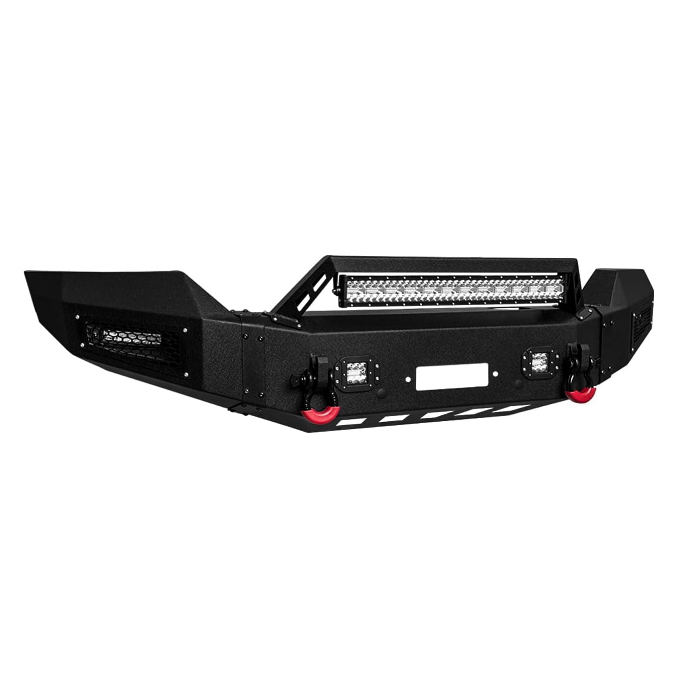 Vijay Compatible with 2016-2017-2018 Chevrolet Silverado 1500 Front Bumper Textured Black Steel with Light and D-ring