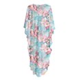 thumbnail image 5 of Xoenoiee Cherry Blossom Marble Print Women Kaftan Moo Moos Dresses Batwing Sleeve V Neck Beach Swimsuit Cover Up High-Slit Caftan Maxi Dress Loungewear, 5 of 7