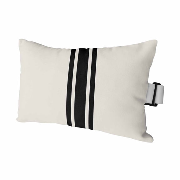 Black Geometric Stripe, Outdoor Pillows for Chaise Lounge Chair Waterproof Lumbar Pillows with Insert&Adjustable Strap Beach Headrest Pillow Abstract Farmhouse Style Pillow for Patio Pool 11"x16"