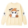 thumbnail image 4 of XAOFW Girls Halloween Sweatshirt Pumpkin Ghost Printed Long Sleeve Crew Neck Sweatshirts Autumn Winter Cozy Graphic Pullover For Toddler Kids Stylish Tops 2-3 Years, 4 of 4