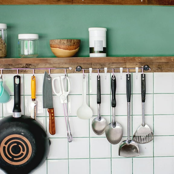 MEIBUTYUP 6pcs Over The Cabinet Door Hooks Plastic White S Hooks For Hanging Bathroom Accessories