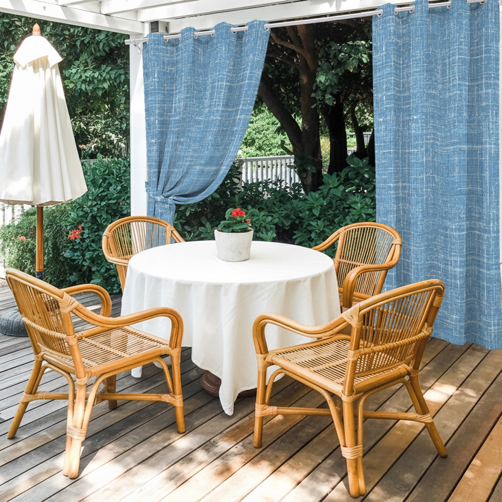 Sky Blue Outdoor Curtains for Patio, Abstract Modern Farmhouse Solid Color Sunshade Privacy Drapes Grommet Waterproof Outside Curtains for Porch/Cabana/Balcony 54"x 95", 2 Panel