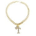 thumbnail image 4 of Dog Cat Gold Plated Alloy Cubic Zirconia Initial 16" ~ 30" Cuban Chain Necklace, 4 of 7