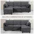 thumbnail image 3 of ACMEASE 86" Chenille 3 Seats Sofa w/Movable Storage Ottoman, Sectional Sofa w/Adjustable Backrests, Comfortable Fabric Couch w/USB&Type-C Ports, Cup Holders for Living Room, Gray, 3 of 8