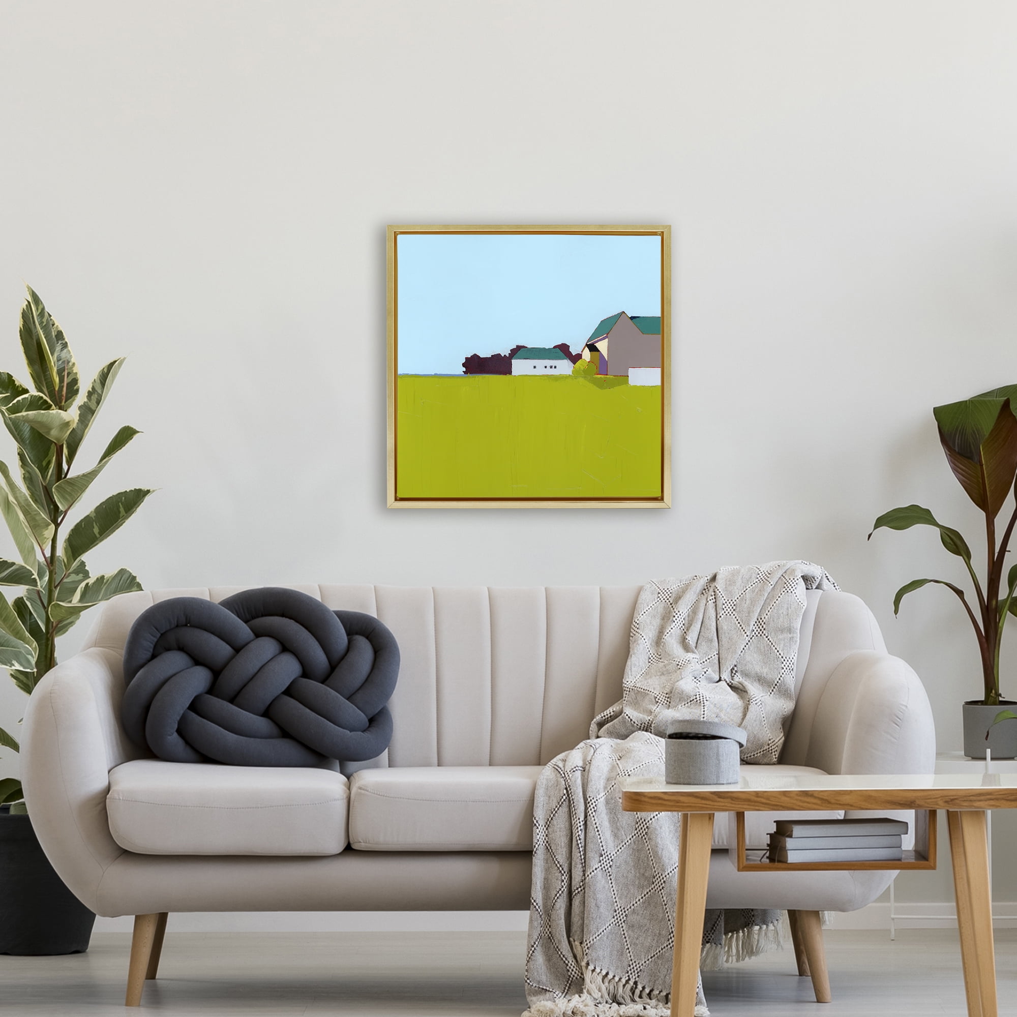 Spring Morning Farm Land Gold Framed Floater Canvas Wall Art, design by Ruth LaGue