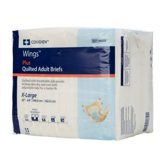 Cardinal Adult Incontinent Brief Wings Tab Closure X-Large Disposable Heavy Absorbency Bag of 15