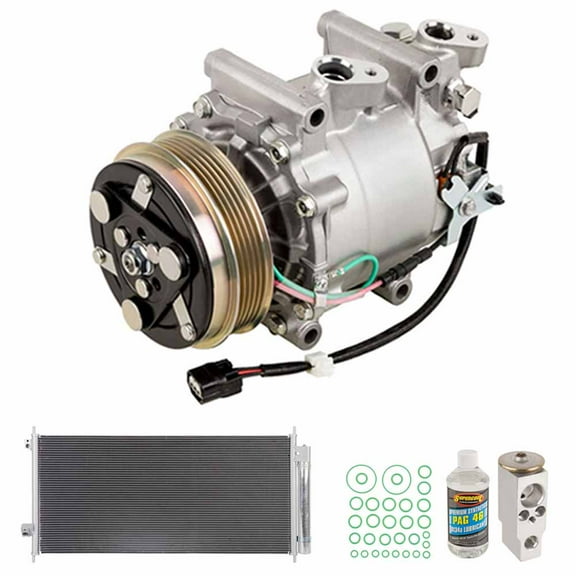 OEM AC Compressor w/ Condenser & Drier For Honda Fit 2009 2010 2011 2012 2013 - BuyAutoParts