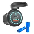 thumbnail image 2 of Toma de corriente,Enchufe de cargador USB dual PD tipo C y QC 3.0,Adaptador de toma de corriente modificado DC 12V 24V,Salida USB de carga rápida con pantalla LED,Cargador USB resistente al, 2 of 9