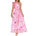 thumbnail image 1 of Vestido largo ZESICA 2025 Boho Floral Rosa XL para mujer, 1 of 9