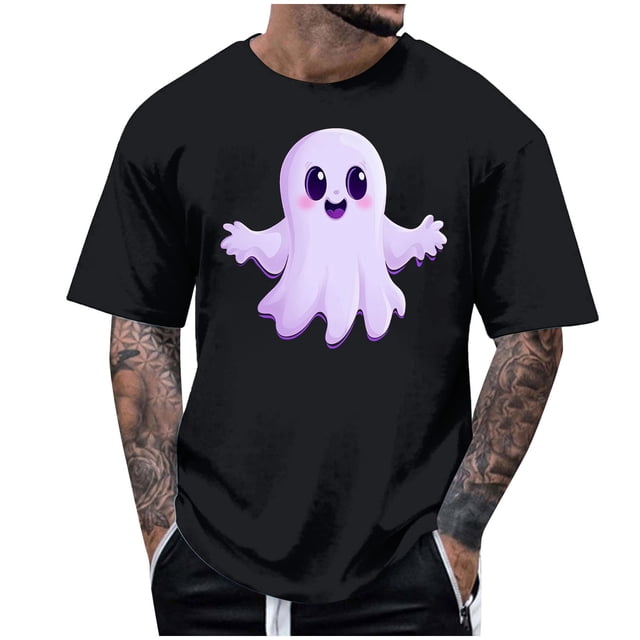 Blusas y camisas de manga corta y cuello redondo para hombre. Blusas/camisetas de manga corta con cuello redondo y estampado de Halloween para hombre. Blusa para hombre.