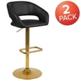 thumbnail image 3 of Flash Furniture Contemporary Black Vinyl Adjustable Height Barstool with Rounded Mid-Back and Gold Base, Set of 2, 3 of 15