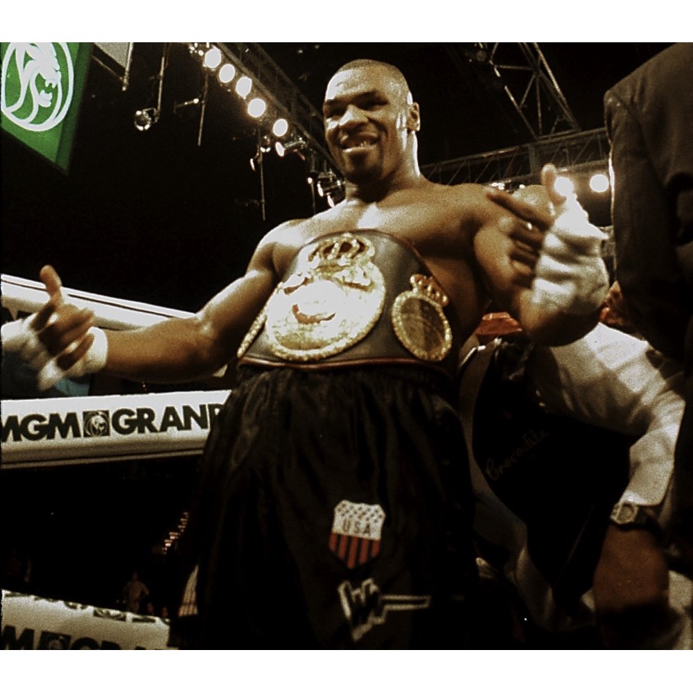 Mike Tyson wearing a championship belt in Las Vegas Photo Print (30 x