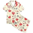 thumbnail image 6 of Auroural Baby Girl Pajamas 2T Girls Button Front Pajama Top & Shorts Set, Heart Shaped Print， 2-Piece, Sizes 2-14 & Plus, 6 of 9