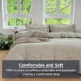 thumbnail image 4 of Tan Gingham Ruffle Duvet Cover Queen Size, 3 Pieces Taupe Soft Pre-Washed Microfiber Checked Plaid Comforter Cover Set, Vintage Farmhouse Bedding Set(Tan Gingham, Queen 90"x90"), 4 of 9