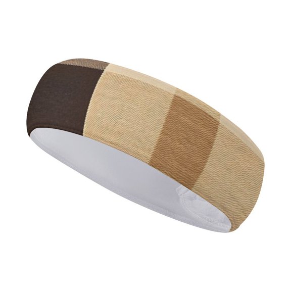 Sports Sweat Absorber Headband 10.6in Thin, Strong Absorbent And Thick Sweat Absorber Can Be Used As A Headband Mask Neck Band Scarf SandyBrown Buffalo Plaid Check Tartan Scotland_4