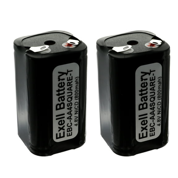 2x Exell Custom 4.8V 800mAh NiCd 4xAA Square Battery Pack with Tabs