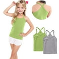thumbnail image 6 of Cethrio Girls Cotton Tank Tops, 2 Pack Soft Backless Sleeveless Summer Tops Green Size 6, 6 of 6